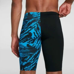 Speedo - Men's Allover V-Cut Jammer - Black/Blue -UK Swimsuit Sales 2024 speedo mens allover v cut jammer black blue 8