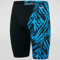 Speedo - Men's Allover V-Cut Jammer - Black/Blue -UK Swimsuit Sales 2024 speedo mens allover v cut jammer black blue 9