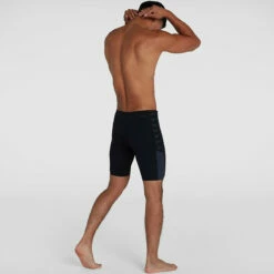 Speedo - Mens Boom Logo Splice Jammer - Black/Grey -UK Swimsuit Sales 2024 speedo mens boom logo splice jammer black grey 4