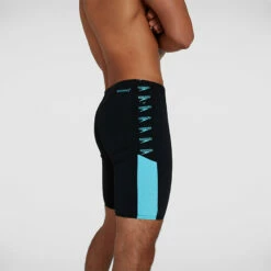 Speedo - Mens Boom Logo Splice Jammer - Black/Light Blue -UK Swimsuit Sales 2024 speedo mens boom logo splice jammer black light blue 6