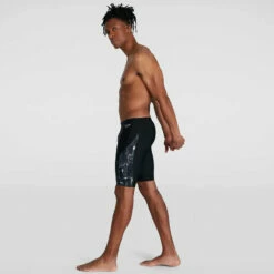 Speedo - Mens Eco Allover V-Cut Jammer - Black/Grey -UK Swimsuit Sales 2024 speedo mens eco allover v cut jammer black grey 3