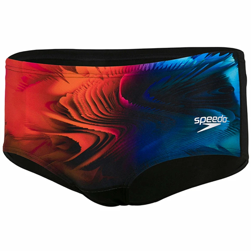 Speedo - Men's Placement Digital 14cm Trunks - Black/Orange/Blue 4 Speedo - Men's Placement Digital 14cm Trunks - Black/Orange/Blue - Image 2