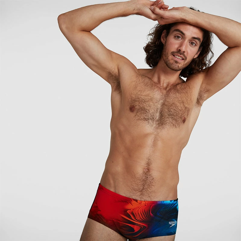 Speedo - Men's Placement Digital 14cm Trunks - Black/Orange/Blue 7 Speedo - Men's Placement Digital 14cm Trunks - Black/Orange/Blue - Image 5