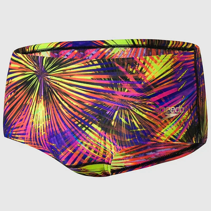 Speedo - Men's Placement Digital 14cm Trunks - Black/Yellow 4 Speedo - Men's Placement Digital 14cm Trunks - Black/Yellow - Image 2