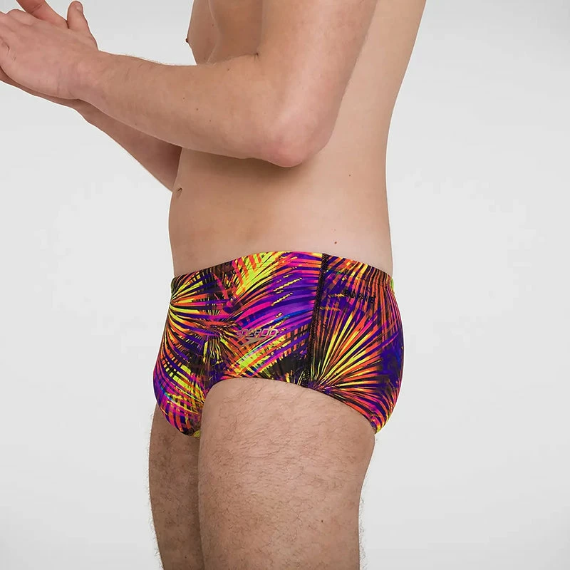 Speedo - Men's Placement Digital 14cm Trunks - Black/Yellow 8 Speedo - Men's Placement Digital 14cm Trunks - Black/Yellow - Image 6