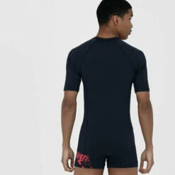 Speedo - Mens Short Sleeve Rash Top - Navy -UK Swimsuit Sales 2024 speedo mens short sleeve rash top navy 4