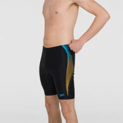 Speedo - Mens Tech Panel Jammer - Black/Mango -UK Swimsuit Sales 2024 speedo mens tech panel jammer black mango 7