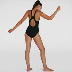 Speedo - Womens Boom Logo Splice Muscleback Swimsuit - Black/White -UK Swimsuit Sales 2024 speedo womens boom logo splice muscleback swimsuit black white 3