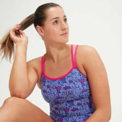 Speedo - Womens Jump Around Allover Digital Starback Swimsuit - Blue/Pink -UK Swimsuit Sales 2024 speedo womens jump around allover digital starback swimsuit blue pink 5