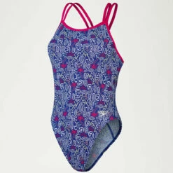 Speedo - Womens Jump Around Allover Digital Starback Swimsuit - Blue/Pink -UK Swimsuit Sales 2024 speedo womens jump around allover digital starback swimsuit blue pink 8
