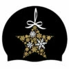 Aqua Star Christmas - Silicone Swim Hat (Black) -UK Swimsuit Sales 2024 star christmas silicone swim hat black