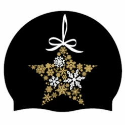 Aqua Star Christmas - Silicone Swim Hat (Black)