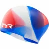 TYR - Junior Tie Dye Long Hair Silicone Swim Cap - Red/White/Blue -UK Swimsuit Sales 2024 tyr junior tie dye long hair silicone swim cap red white blue