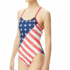 TYR - Star Spangled Cutoutfit Ladies Swimsuit - Red/White/Blue -UK Swimsuit Sales 2024 tyr star spangled cutoutfit ladies swimsuit red white blue 6