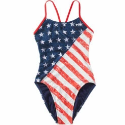 TYR - Star Spangled Cutoutfit Ladies Swimsuit - Red/White/Blue -UK Swimsuit Sales 2024 tyr star spangled cutoutfit ladies swimsuit red white blue 8