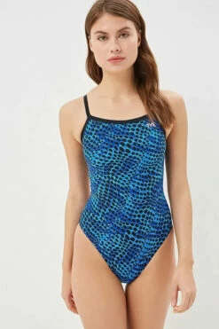 TYR - Swarm Diamondfit Ladies Swimsuit - Blue -UK Swimsuit Sales 2024 tyr swarm womens diamondfit one piece swimsuit blue 420 10