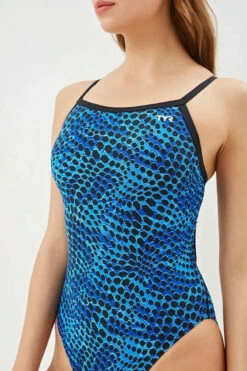 TYR - Swarm Diamondfit Ladies Swimsuit - Blue -UK Swimsuit Sales 2024 tyr swarm womens diamondfit one piece swimsuit blue 420 11