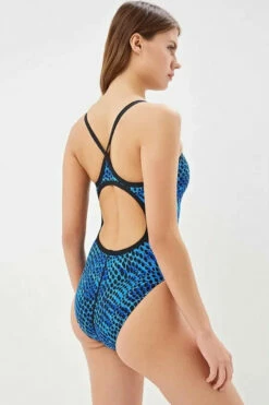 TYR - Swarm Diamondfit Ladies Swimsuit - Blue -UK Swimsuit Sales 2024 tyr swarm womens diamondfit one piece swimsuit blue 420 12