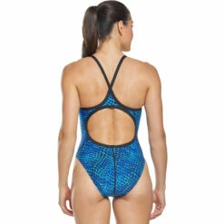 TYR - Swarm Diamondfit Ladies Swimsuit - Blue -UK Swimsuit Sales 2024 tyr swarm womens diamondfit one piece swimsuit blue 420 3