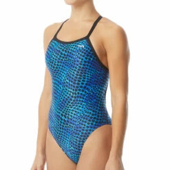 TYR - Swarm Diamondfit Ladies Swimsuit - Blue -UK Swimsuit Sales 2024 tyr swarm womens diamondfit one piece swimsuit blue 420 8