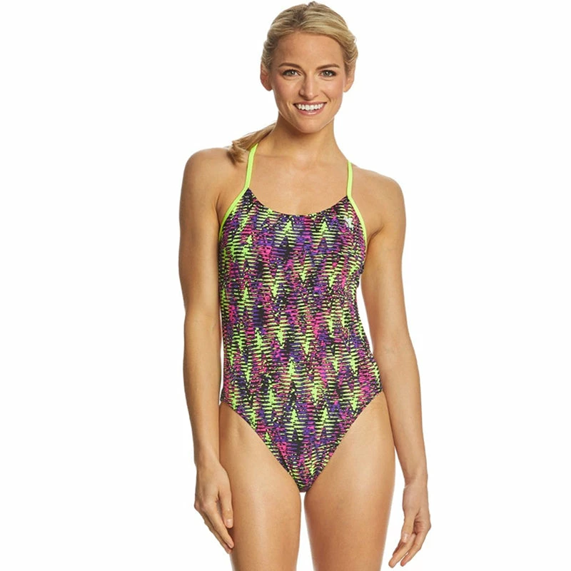 TYR - Waikiki Cutoutfit Ladies Swimsuit - Yellow/Purple 3 TYR - Waikiki Cutoutfit Ladies Swimsuit - Yellow/Purple