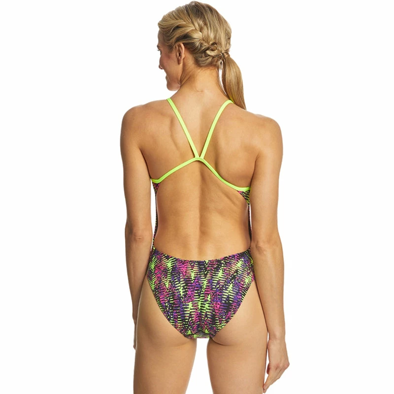 TYR - Waikiki Cutoutfit Ladies Swimsuit - Yellow/Purple 5 TYR - Waikiki Cutoutfit Ladies Swimsuit - Yellow/Purple - Image 3