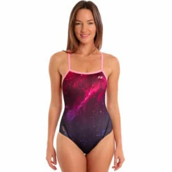 Zone3 - Womens Cosmic 2.0 Strap Back Swimsuit (Blast/Fluro Pink)